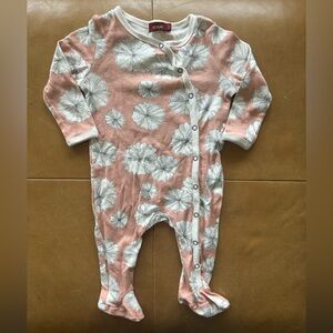 Milkbarn Pink and White Floral Footie